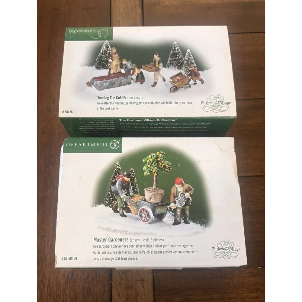 Dept 56 Dickens Village Master Gardeners:Tending The Cold Frame Lot 58458 58416